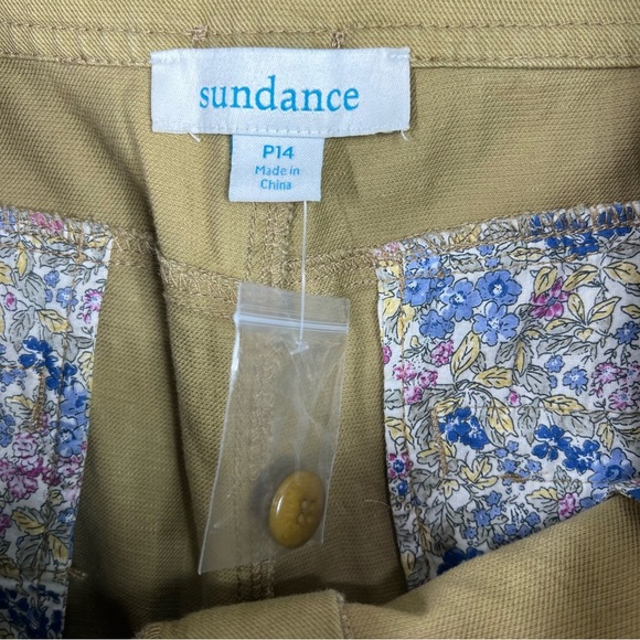 SUNDANCE Mustard Tan Petite 14 Plus Size Wide Leg Linen Crop Pants - Picture 3 of 7